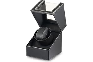 CO-Z Automatic Watch Winder | Dust-Proof Wooden Watch Box and Display Case for Modern Women's and Men's Watches | Retro Self-Winding Mechanical Storage Box with Durable Quiet Motor, USB Powered, Black