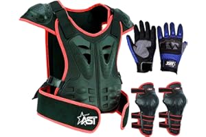 STAR AST Kids Children’s Safety Protective Reflective Body Armor Suit Back Protector Great for Sporting Activities with Knee Pad & Hard Knuckle Gloves Sleeveless Suit