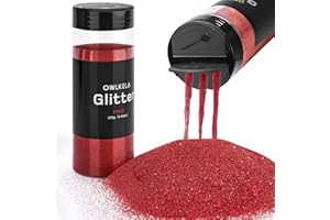 OWLKELA 170g/5.99oz Fine Glitter, Red Glitter Powder for Sesin, Art & Craft, Nail, Hair, Face, Body, Slime, Festival Cosmetic Powder for Painting, Candle/Soap Making, Waxing