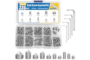 Caianwin 330 Vis Pointeau Set M3 M4 M5 M6 M8 Acier Inoxydable Vis Sans Tete avec Clé Allen pour Poignées de Porte, Robinets, Lampes