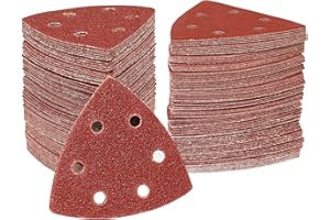 STEBRUAM Deltaschleifer Schleifpapier Dreieckschleifer, 50 Stück Delta Schleifpapier Klett Schleifpapier 40 Körnungen für Schleifdreiecke 93x93x93mm