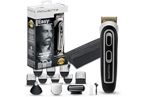 Rowenta multiaccesorios Trim & Style Easy 13 en 1 TN9140 Cuchillas autoafilables titanio para cabello y barba, afeitadora corporal, uso inalámbrico, autonomía de 120 min, resistentes al agua