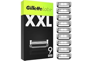 Gillette Labs Lot De 9 Recharges De Rasoir Pour Hommes, AUTHENTIQUES, A 5 Meilleures Lames De La Marque, Barre Exfoliante Pour Un Rasage Doux Et Efficace, Compatibles Avec Les Manches GilletteLabs