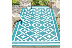 Capslpad Tappeto da esterno per patio, 120 x 180 cm, in paglia di plastica, reversibile, resistente ai raggi UV, riciclata, coperta da picnic per patio, cortile, terrazza, balcone, tenda da campeggio,