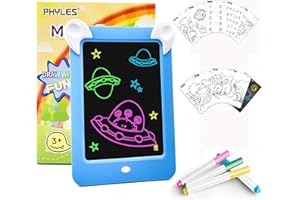 PHYLES Tableau Magique, Ardoise Magique pour Enfant, Tableau Magique Lumineuse Bebe Dessin Multifonction avec 8 Effets Lumineux - Loisir Créatif Jouet Educatif pour Votre Petit Artiste (Blue)