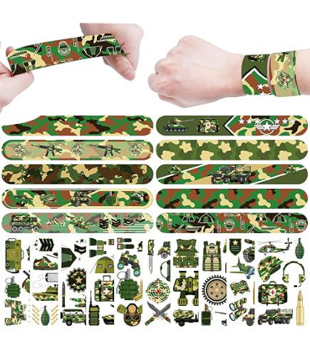 Topper Per Torta Compleanno Tema Militare Mimetico - Set Con 1 Decorazione Centrale E 24 Cupcake Topper - Esercito, Carri Armati, Elicotteri