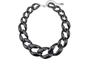 Bocar Statement Chunky Fashion Acrylic Paint Beads Choker Net Chain Necklace for Women Gifts (NK-10510-Glossy Black)