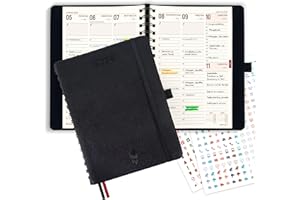 ‎COLORTOUCH colortouch Terminplaner 2026, Kalender A5, Wochenplaner mit Softcover, Terminkalender Ringbuch, 30 Minuten-Intervalle Planer mit 2 Blatt Aukfleber auf Deutsch, Buchkalender 14 Monate (Nov 25-Dez 26)