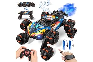 AYIQUTY Remote Control Cars, 8WD RC Stunt Car with Gesture Sensing, RC Drift Car with LED Light, Music and Spray, Remote Control Cars Toys Gifts for 3-12 Years Old Boys, Indoor and Outdoor Toys for Kids