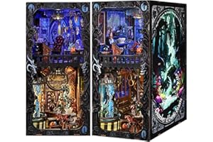 ETKVR Book Nook Kit, Book Nook Kits for Adults DIY Booknook Model Build, DIY 3D Wooden Puzzle Bookend Booknook Bookshelf Insert Miniature Dollhouse Kit for Home Decoration - Magical Creatures Beasts