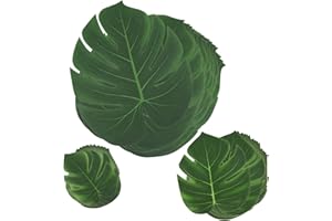 COMIUS SHARP Comius Foglie Tropicali, Foglie di Piante Artificiali di Monstera Fiori Hawaiian Luau Party Jungle Beach tema barbecue decorazioni per feste di compleanno forniture (45 Leaves)
