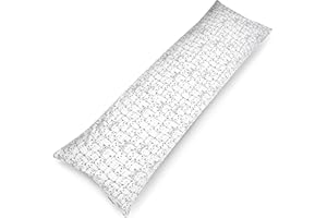 PinkZebra Cuscino per chi dorme sul fianco, 40 x 140 cm, in 100% cotone, per bambini e adulti, federa per cuscino con chiusura lampo, Öko-Tex Standard 100, gatti bianchi