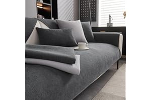 ‎CJJZFO CJJZFO Sofa Überzug Weiche Chenille Sofabezug: Hund Katze Sofaschoner Anti Rutsch Vintage Couch Überzug für U Form L Form Sektionssofa für 1 2 3 4 Sitzer Sofa (Dunkelgrau, 90 * 160cm)