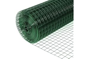 FLODI. PVC Coated, Green Galvanised Wire Mesh Fencing Roll (100 cm x 10 m) 12.7 mm Mesh, Animal Enclosure Mesh Netting, Aviary Mesh, Rabbit Hutch Garden Fencing, Garden Fence Net