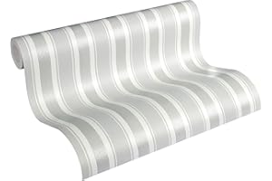 Livingwalls Vliestapete mit Glitter Neue Bude 2.0 Tapete gestreift 10,05 m x 0,53 m grau weiß Made in Germany 361674 36167-4
