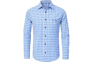 tiorhooe Traditionell skjorta herr, oktoberfest, skjorta, rutig, långärmad outfit, rutig skjorta, fritidsskjorta, bomull, storlek S–3XL