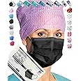 40 Pcs Disposable_Face_Masks with Elastic Earloop 3-ply Face Mouth Hygiene Protection Pads with Box, High Filtration and Ventilation Security (Black)