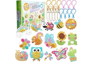 Govvay Craft Kits for Kids, 5D Diamond Painting Kit, 15 Pcs Arts and Crafts for Girls 4-12, Create Your Own Gems Keychains, Gift for Birthday, Christmas, Halloween and Children's Day (Animals)