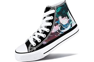 Roffatide Anime My Hero Academia Zapatillas Altas de Lona Zapatos Planos Estampados Zapatos de Skate con Cordones