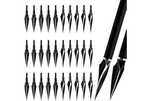 ‎REAWOW REAWOW Traditionelle Jagd Broadheads 30 pcs 100/125 Grain Standard-Einschraubpfeilspitzen geeignet für Recurve Bow Compound Bow Armbrust Outdoor-Zubehör Schwarzer Kohlenstoffstahl