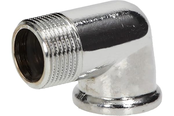 RIAT I 15/21 Coude laiton chromé 90° I raccord plomberie I connecteur I manchon laiton I BSP I filetage mâle femelle I MF I 1/2"