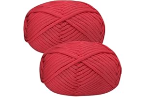 ‎RENYIZ Häkelgarn Baumwolle Häkelwolle Chenille Wolle zum Häkeln 2 X 50g Häkelwolle,Red Yarn Dickes Baumwoll-Nylon-Mischgarn