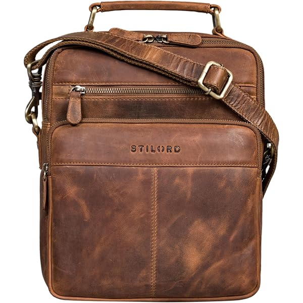 STILORD 'Nelio' Sacoche Homme Cuir Véritable – Bandoulière Élégante Vintage Pour Tablette 10,1" Et A5, Messenger Urbain