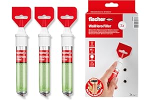 fischer - 3 uds Masilla Repara Paredes con Espátula, lista para el uso, color blanco, repara agujeros y grietas, sin contracción, adecuada para madera, hormigón, yeso, mampostería, etc (3x70ml) 564378