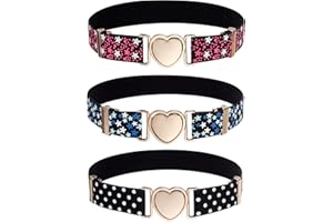 QH-Shop Kinder Elastischer Gürtel Verstellbare Stretchgürtel Herzform Schnalle Dekorieren für Kleider Hosen Jeans für Mädchen Teenager 3 Stück