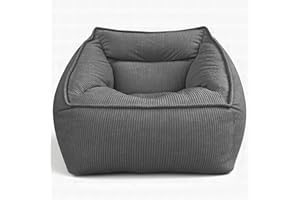 Aiire Sofa Puff Salon de Lujo XXL - [100x100x80] Sillon Puf Gigante Moderno de Diseño en Pana Premium - Bean Bag Chair con Relleno Incluido para Adulto o Decoracion Habitacion Juvenil Gris