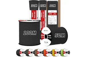 Brotree 4mm Paracord 550 7 Hebras Cuerda de Nylon 30M Tipo III Cuerda de Paracaídas para Supervivencia, Al Aire Libre, Bricolaje - 250kg Carga de Rotura (Negro)