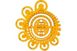 Aristo Rounding Template Radii AR5020 (Format 162 x 162 mm Combines Radii from 0.5 to 40 mm, Ink Edge) Orange-Transparent