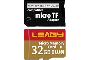 LEAGY Adattatore per memory stick PSP con scheda Micro SD da 32 GB, Micro SD/SDHC/SDXC a Memory Stick PRO Duo MagicGate, compatibile con PlayStation portatile, fotocamera, Handycam, telefono cellulare e PSP