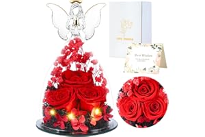 FRFG Ewige Rose Engel Geschenke für Frauen, Engel Figur Geschenke für Mama, Muttertagsgeschenk, Muttertagsgeschenke für Mama, Geburtstagsgeschenk für Frauen Mutter Oma Geschenk (Rot)