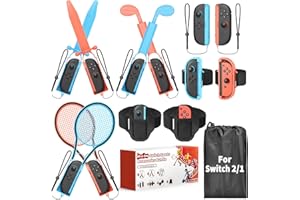 MENEEA [13 in 1 - for Switch 2/1] - Switch Sports Zubehör-Set für Nintendo Switch 2/ Switch 1/ OLED, Familien-Party Sportspiele Kit mit Tragetasche - Kompatibel mit Joy-con 2 & allen Switch Sports-Spielen