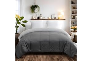 AYSW Cooling Duvet Double and Anti Allergy 4.5 Tog Summer Lightweight 150GSM Quilt NO Pillowcases Only Duvet Dark Grey and Light Grey