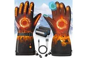 VIWKO Beheizbare Handschuhe Damen Herren,Elektrische Beheizte Handschuhe Mit 6000mAh 7.4V Wiederaufladbare Akkus, 3 Einstellbarer Temperatur, wasserdichte Touchscreen Heizhandschuhe