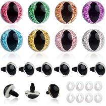 48 Yeux De Sécurité Pour Poupées & Peluches - 8 Couleurs Pailletées - 16/18/25 Mm - Avec Rondelles