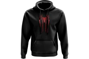 SMARTYPANTS Spider Web Hoodie- Superheroes Christmas Birthday Presents Films Fun Gifts 80% Ringspun Cotton 20% Polyester Kangaroo Pouch Pocket Twin-Needle Stitching