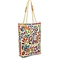 Kuber Industries Women's Cotton Embroidery Shoulder Bag (BG0101, Beige)