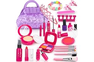 Pretend Makeup for Toddlers, Own1one Fake Makeup Kit for Kids, Princess Play Makeup Set with Princess Purse for Little Girls Age 2 3 4 5 6