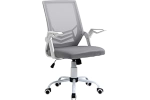 Vinsetto Silla de Oficina Ergonómica Silla de Malla con Altura Ajustable Reposabrazos Abatible Soporte Lumbar Transpirable para Adolescentes Adultos 62,5x55x94-104 cm Gris