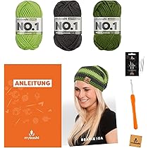 Myboshi Häkelset Mütze Ikoma - Inkl. Merinowolle, Häkelnadel & Anleitung Für Anfänger