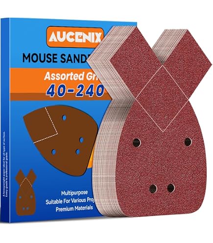 Lot De 60 Feuilles Abrasives Triangulaires Pour Ponceuse Black & Decker Mouse - Grains 40 à 240 - Compatible Avec Les Ponceuses De Détail 140 Mm - 6