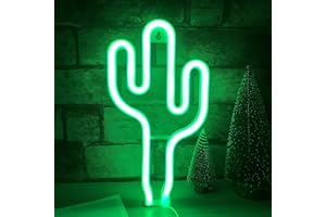 ENUOLI LED Kaktus Leuchtreklame Neon Grün Led Neonlicht USB oder Batteriebetrieben Neon Nachtlichter Neonlampen Kunstdekor Wanddekoration Tischleuchten Dekorativ für Zuhause Hochzeit Geburtstagsfeier