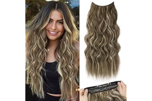 ENENBLAU Unsichtbare Extension mit Gummiband Haarverlängerung Clips Lang locken Haar Extensions Synthetik wie Echthaar Günstig Haarteil Extensions 068H