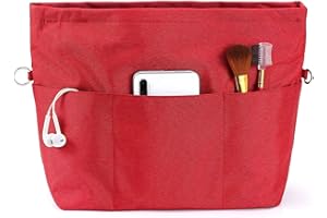 Yoillione Organizer Borsa Donna Grande, Purse Insert Tote Bag Organizer per Borsa Interno Rosso L, Impermeabile Oxford Organizzatore Borsa con Zip