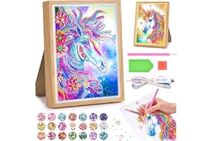 HOLLIVI Diamond Painting Kinder Nachtlicht: Einhorn Geschenke Mädchen 5 6 7 8 9 10 11 Jahre, Bastelset Kinder Basteln Mädchen 6-12 Jahre Bilderrahmen Bastelset Geschenk Spielzeug ab 5-6-8-10-12-Jahr-Mädchen