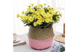 Anaoo - Flores Artificiales de Margarita para jarrón, Plantas Artificiales para decoración de hogar, Oficina, jardín, Ventana, Fiestas, balcón, arreglos Florales, Amarillo