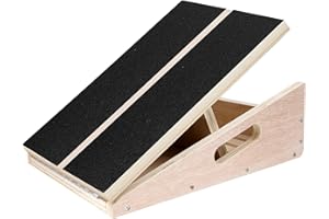 LYCN Adjustable Slant Board for Calf Stretching, Anti-Slip Portable Wooden Slant Board Foldable Incline Boards Core Strength Trainer for Calves Ankle Achilles Tendon Muscle Stretch Exercise